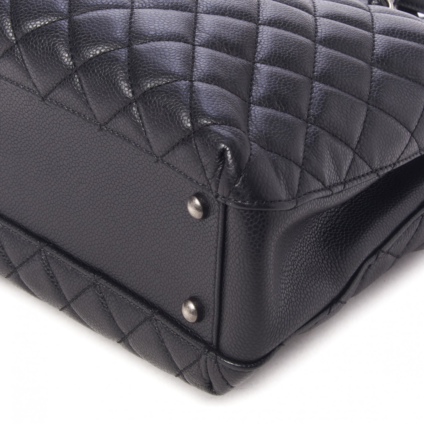 Caviar Quilted Small City Shopping Tote Black