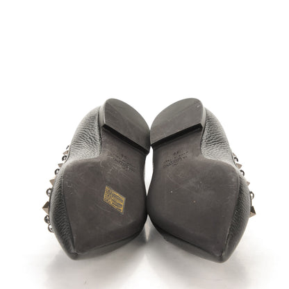 Valentino Garavani Pebbled Calfskin Onyx Rockstud Rolling Ballerina Flats 36 Black 5 of 8