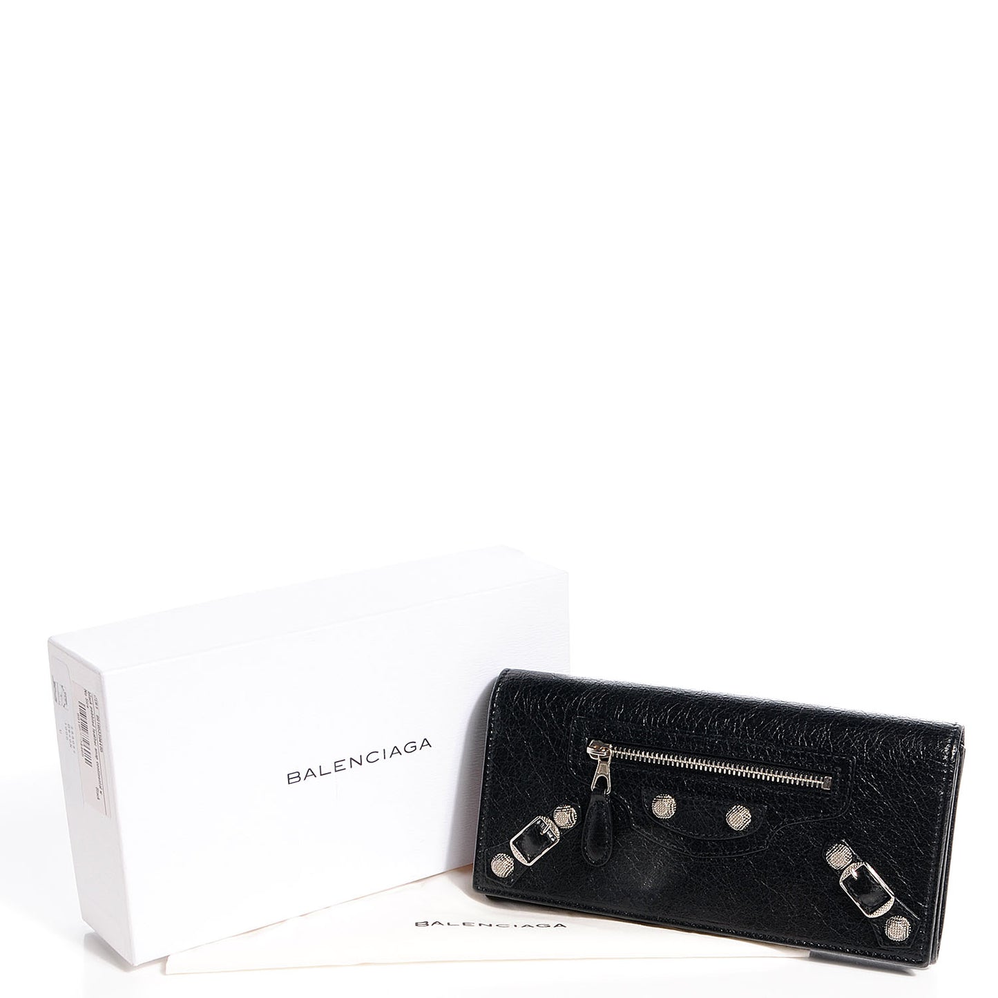 Agneau Giant 12 Silver Hardware Money Wallet Black