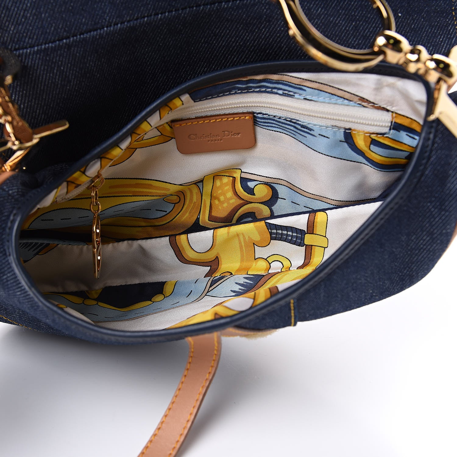 Christian Dior Denim Calfskin Saddle Bag Blue 5 of 9
