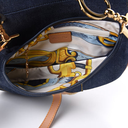 Christian Dior Denim Calfskin Saddle Bag Blue 5 of 9