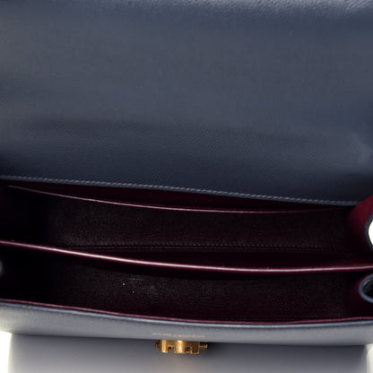 Saint Laurent Grain de Poudre Medium Classic Monogram Cassandra Top Handle Deep Marine 6 of 10