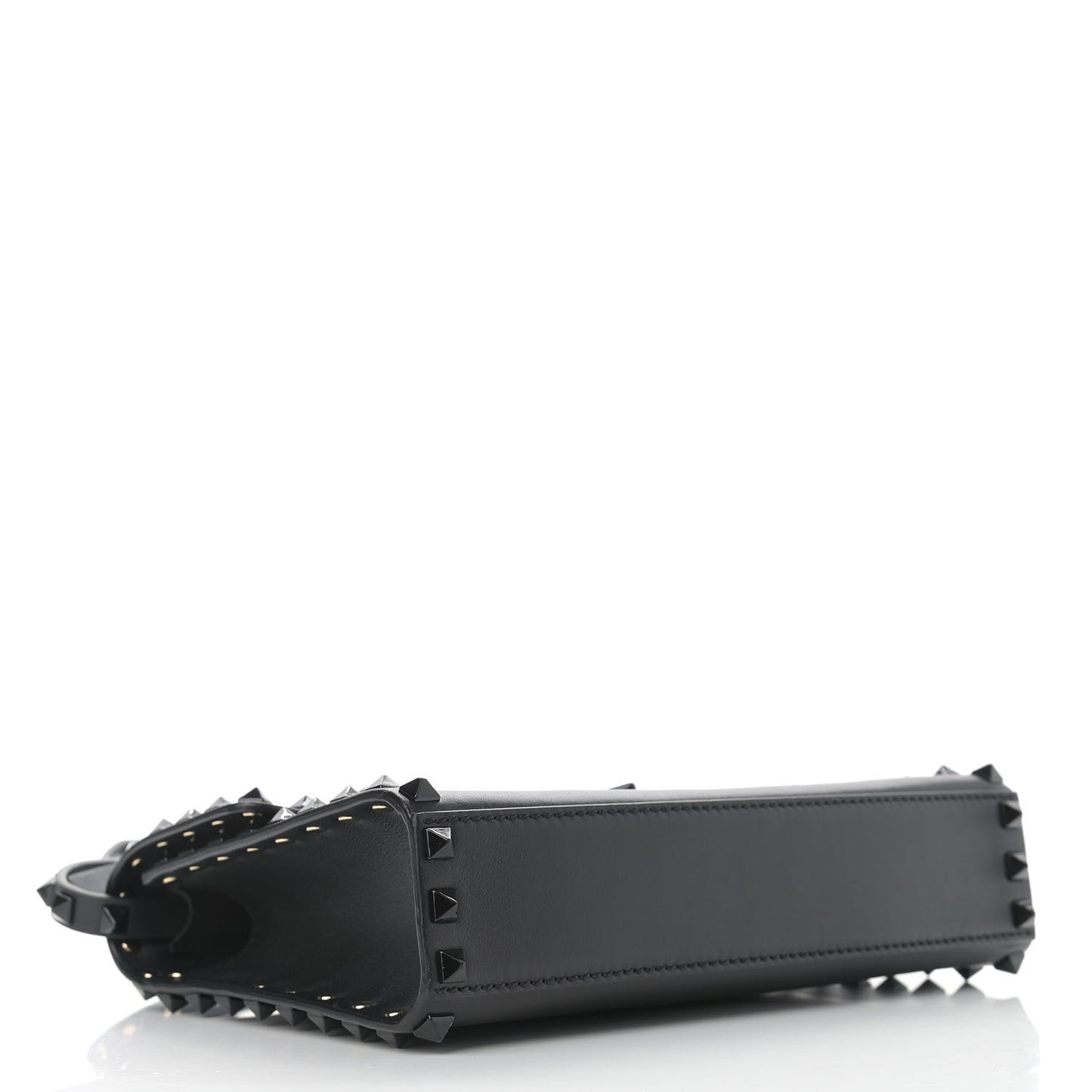 Vitello Monochrome Medium Rockstud Flip Lock Crossbody Bag Black