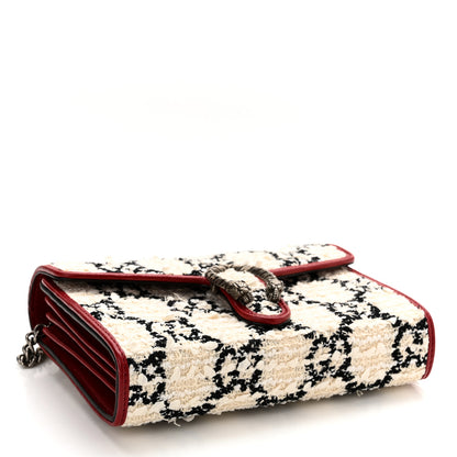 Gucci Tweed GG Monogram Mini Dionysus Chain Wallet White Black Romantic Cherry 4 of 10