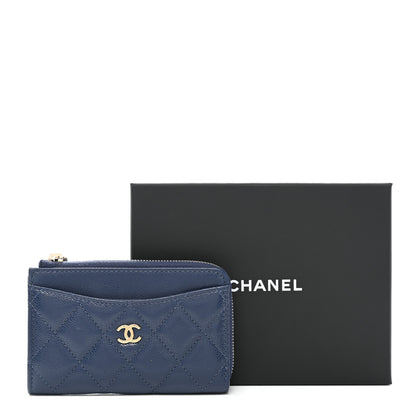 Chanel Caviar Quilted CC Zip Around Card Holder Navy 8 of 8