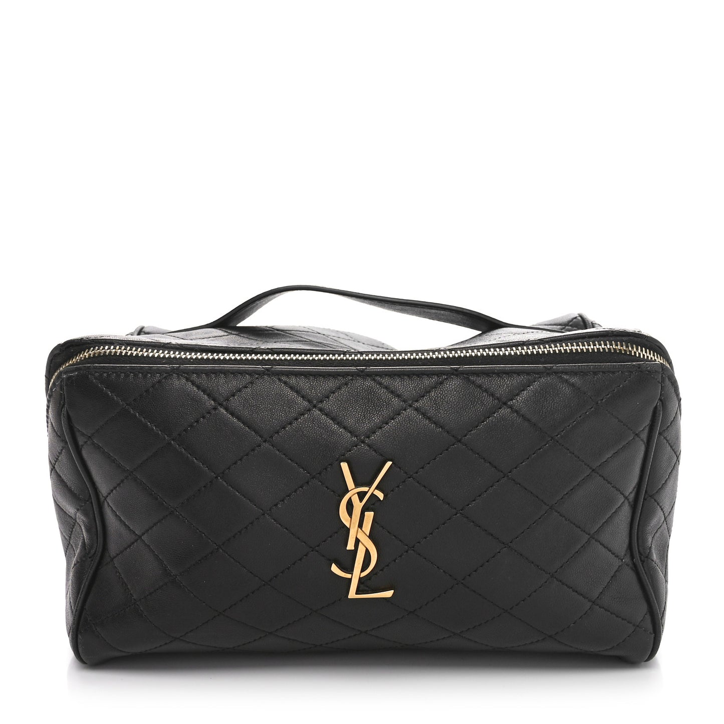 Lambskin Quilted Gaby Vanity Case Black