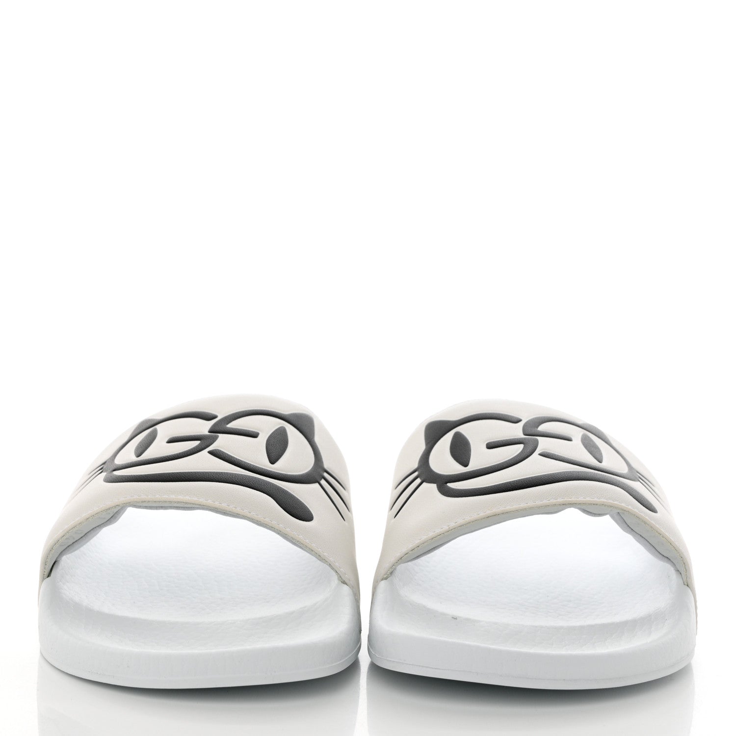 Gucci Nappa Interlocking G Cat Womens Pursuit Slide Sandals 41 Great White 2 of 11