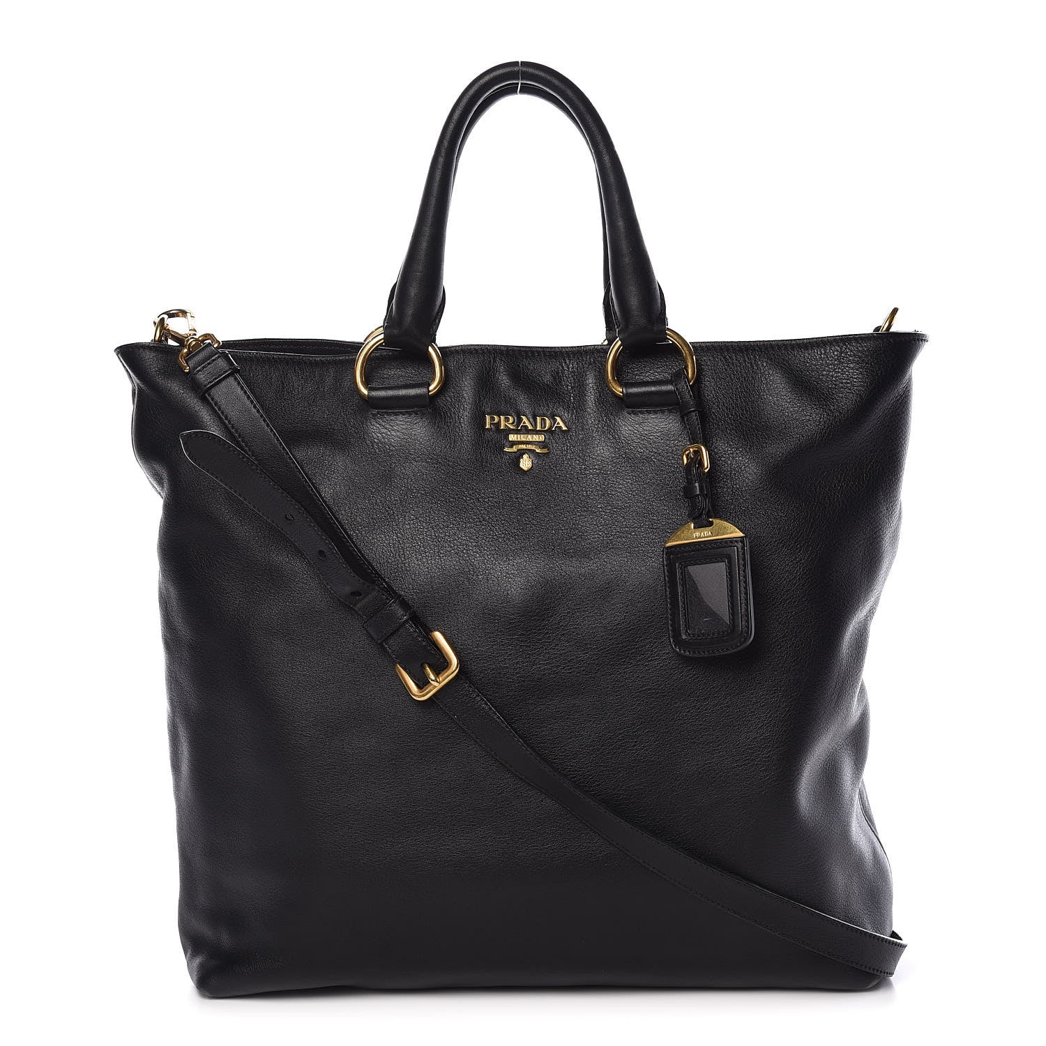 Prada Soft Calf Shopping Tote Black 1 of 15