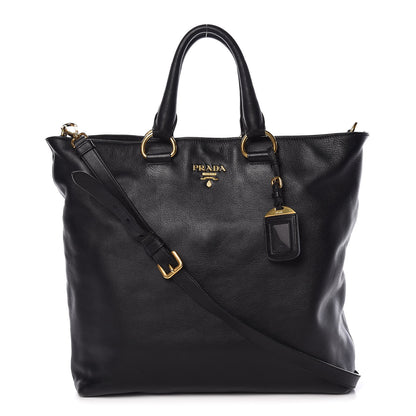 Prada Soft Calf Shopping Tote Black 1 of 15