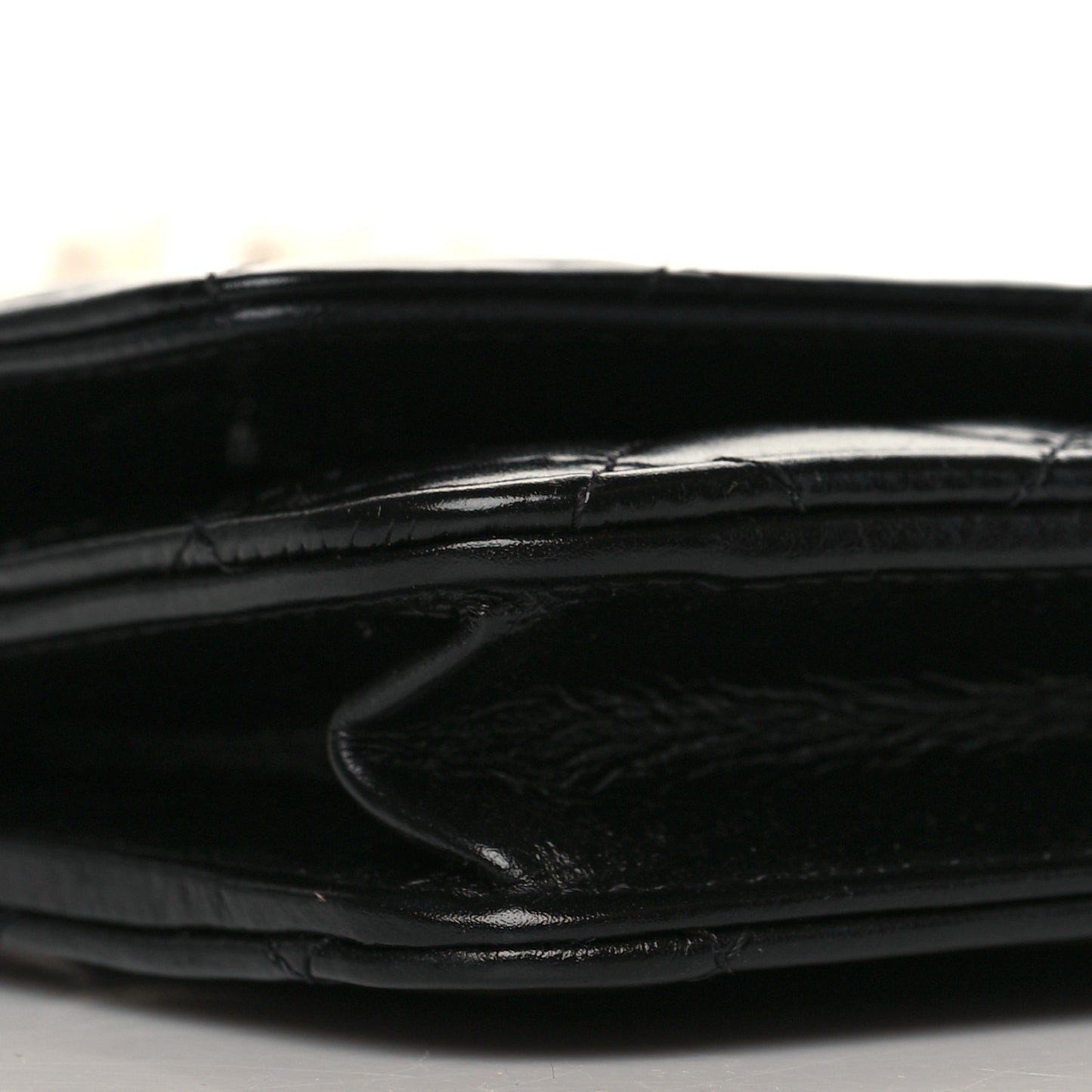 Lambskin Quilted Pearl Wallet On Chain WOC Black