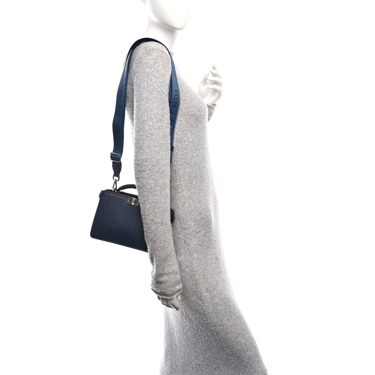 Cuoio Romano Vitello Cover Bi-Color Peekaboo I See U X Cross Satchel Cuoio Blue