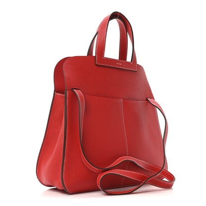 Hermes Taurillon Clemence Halzan 31 GM Rouge Casaque Vermillion 3 of 10
