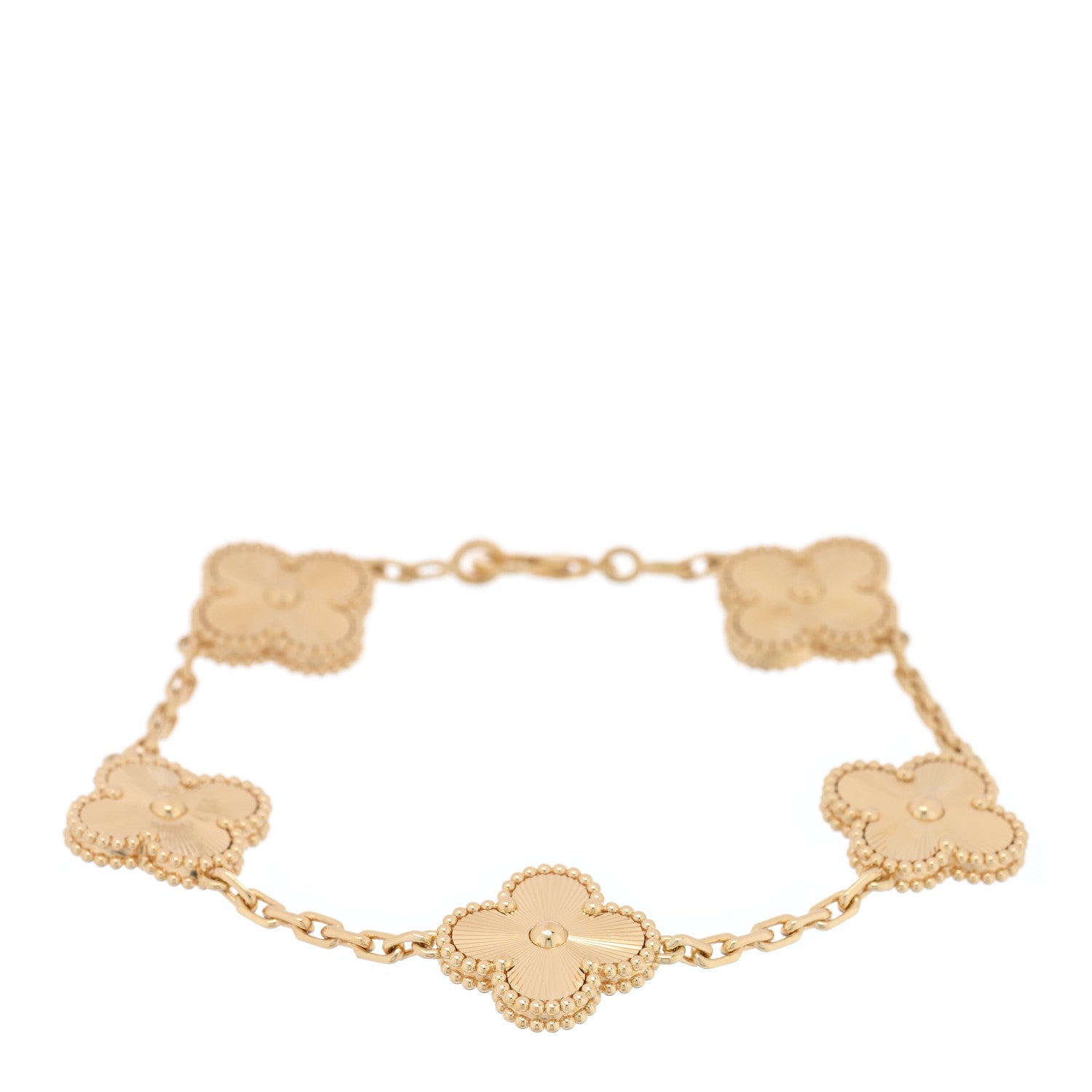 Van Cleef & Arpels 18K Yellow Gold 5 Motifs Guilloche Vintage Alhambra Bracelet 1 of 4