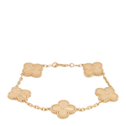 Van Cleef & Arpels 18K Yellow Gold 5 Motifs Guilloche Vintage Alhambra Bracelet 1 of 4