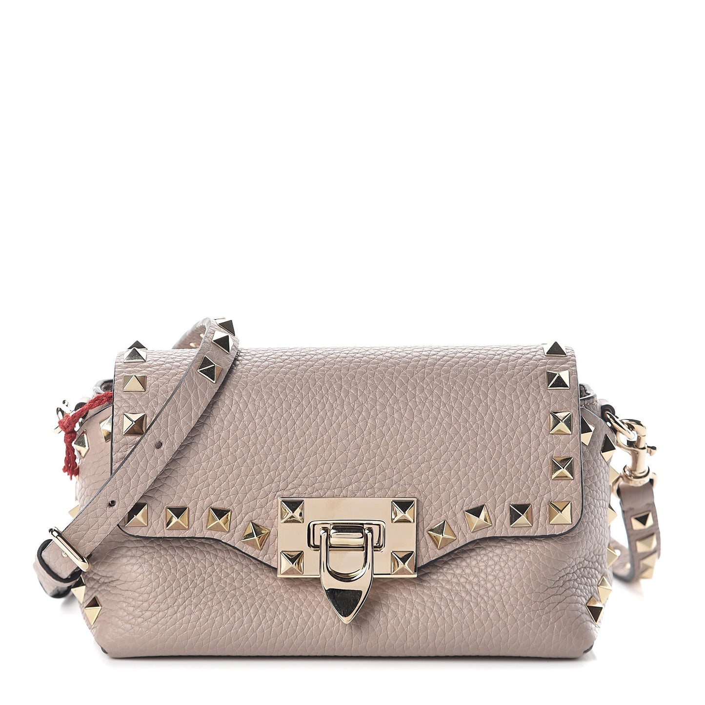 Pebbled Calfskin Mini Rockstud Crossbody Bag Poudre