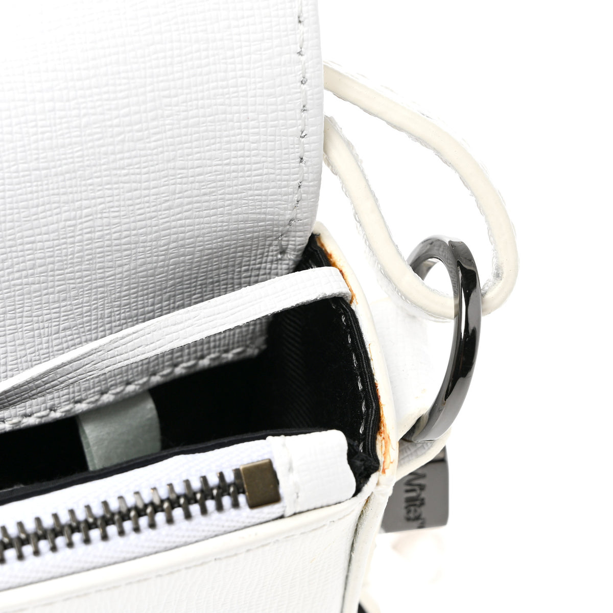 Calfskin Mini Binder Clip Bag White