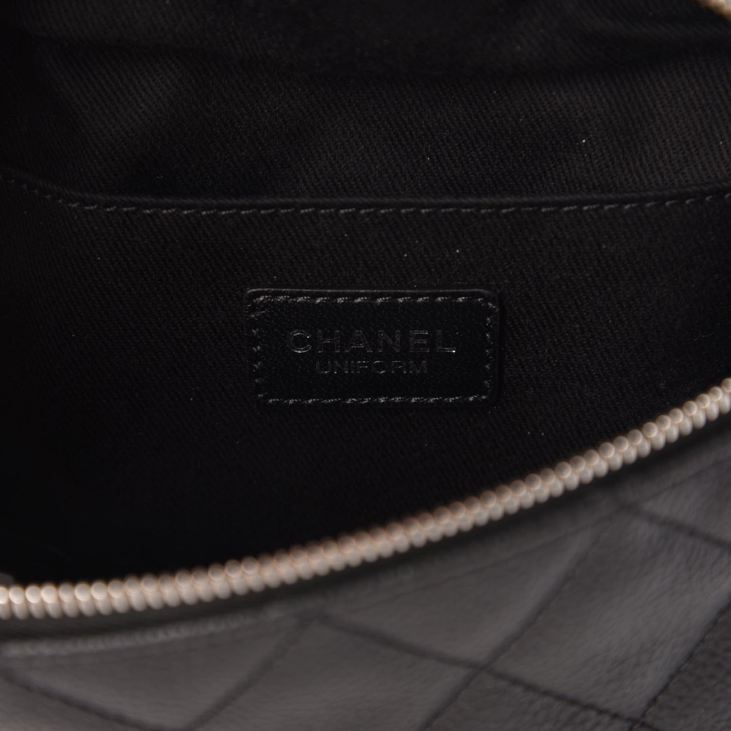 Grained Calfskin Quilted Waist Belt Bag Black