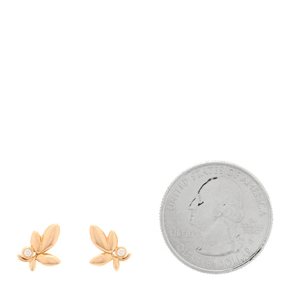 Tiffany 18K Rose Gold Diamond Paloma Picasso Olive Leaf Earrings 2 of 5