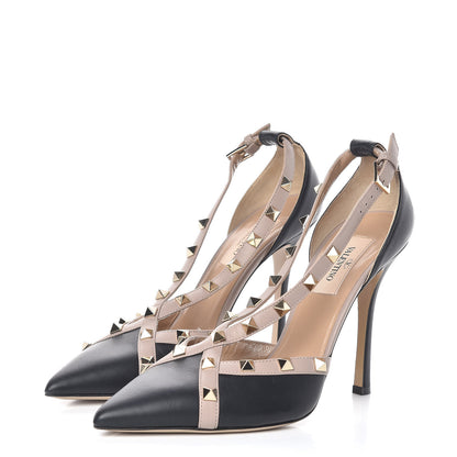 Valentino Garavani Nappa Rockstud Cross Strap D'Orsay 105mm Pumps 38 Black Poudre 3 of 9