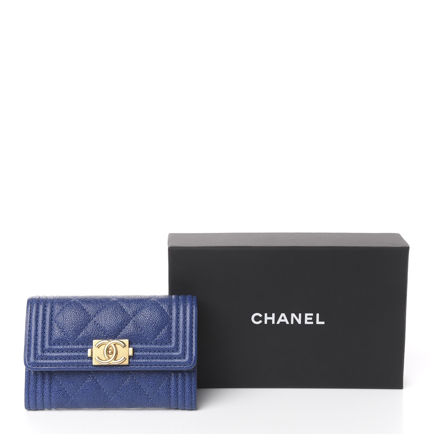 Chanel Caviar Quilted Boy Flap Card Holder Blue 9 of 9