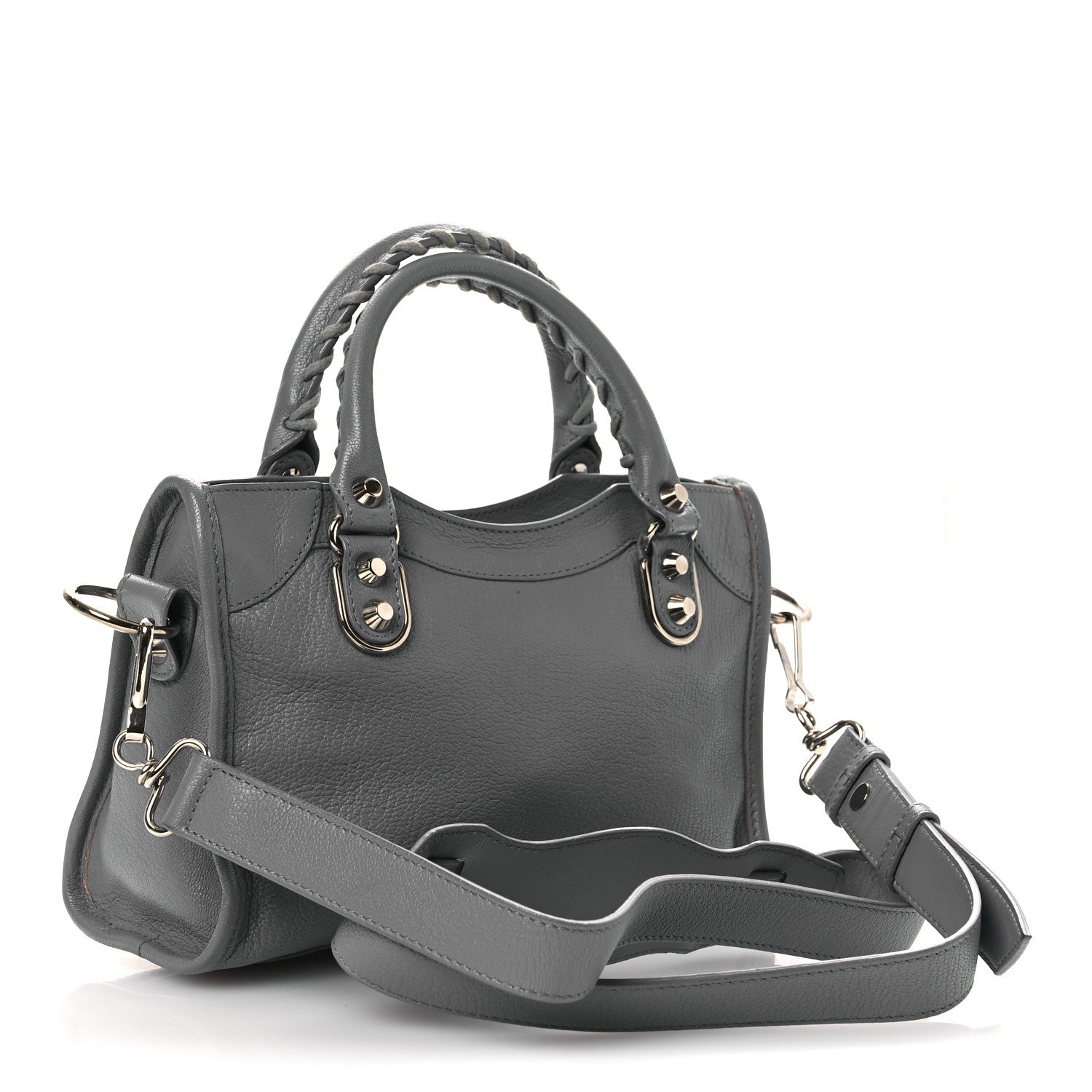 Balenciaga Chevre Silver Metallic Edge Hardware Mini City Bleu Acier 3 of 14