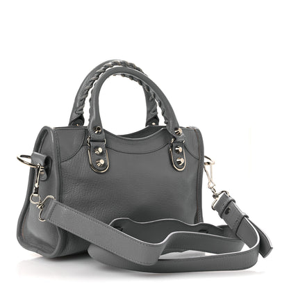 Balenciaga Chevre Silver Metallic Edge Hardware Mini City Bleu Acier 3 of 14