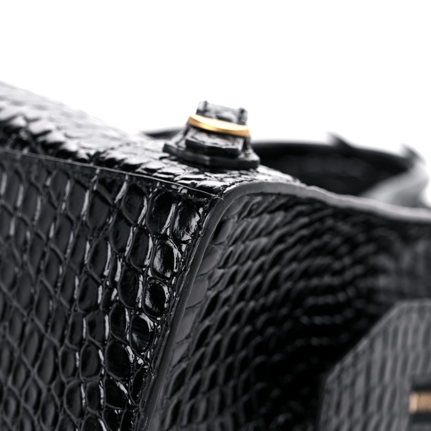 Balenciaga Shiny Supple Calfskin Crocodile Embossed Brass Hardware Neo Classic City Black 8 of 10