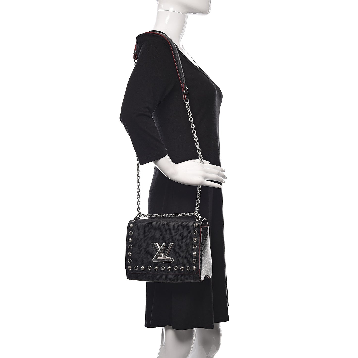 Epi Studded Twist Shoulder Bag MM Black