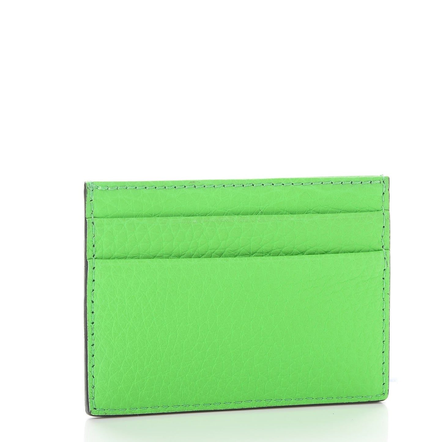 Grained Calfskin Embossed Credit Card Case Green