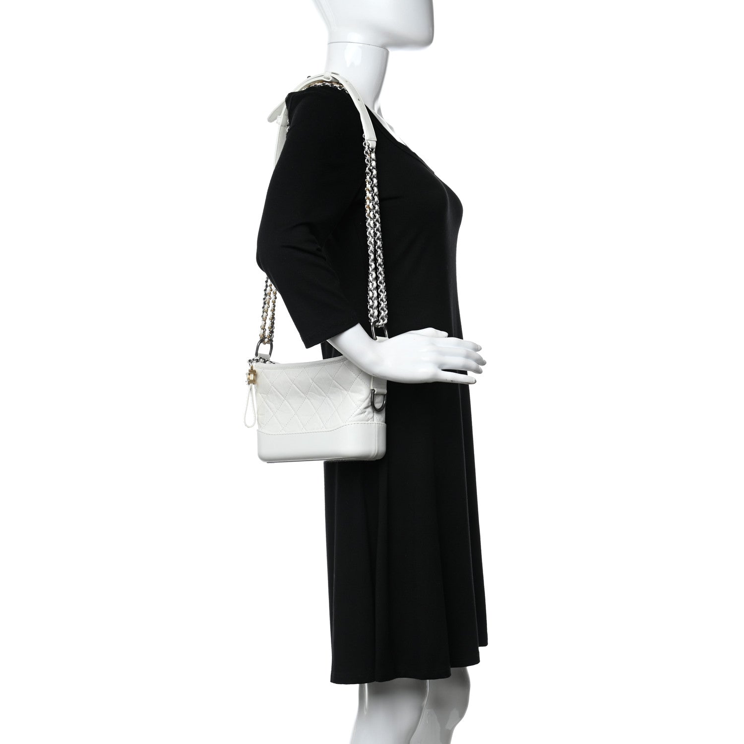 Chanel Aged Calfskin Quilted Small Gabrielle Hobo White 2 of 13