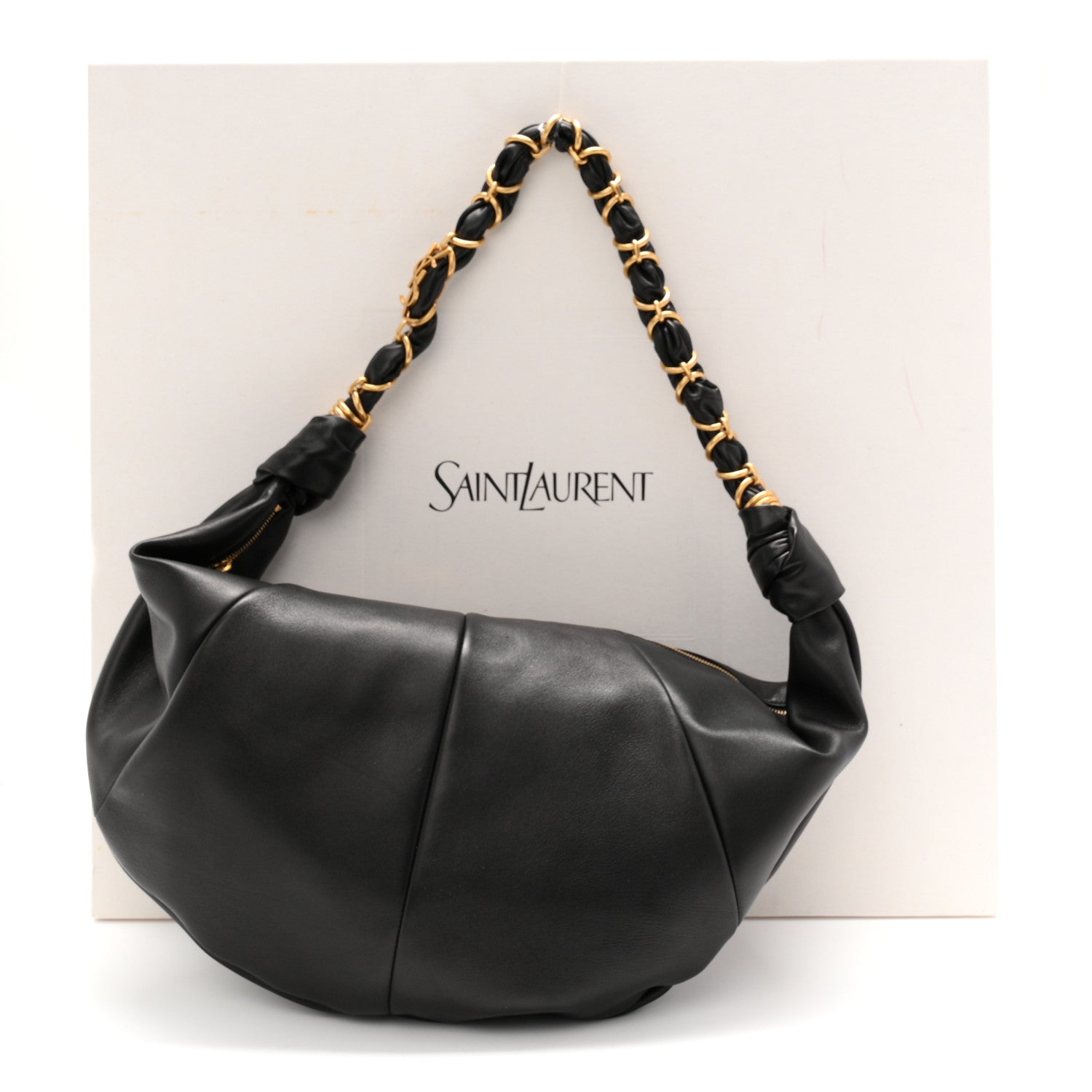Saint Laurent Lambskin Small Amalia Hobo Black 11 of 11