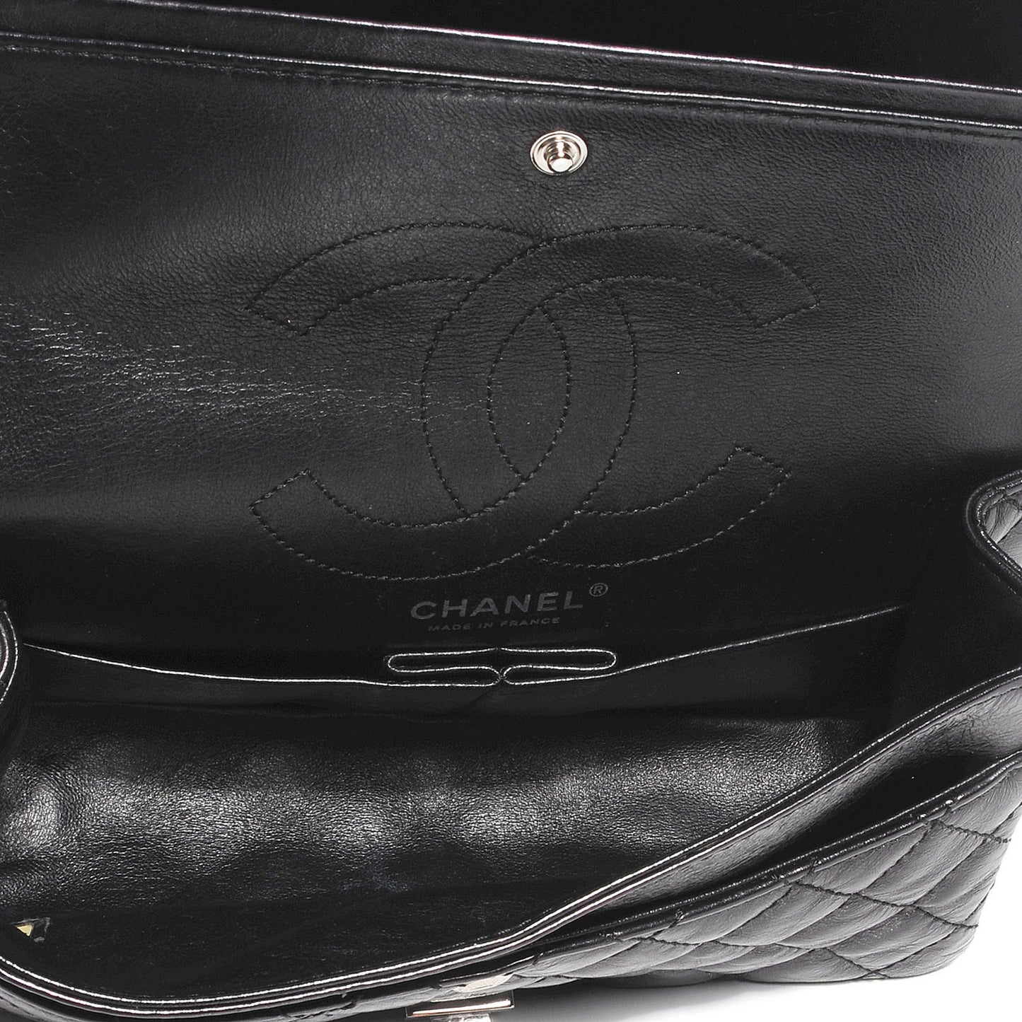 Glazed Calfskin 2.55 Reissue Flap 225 Black
