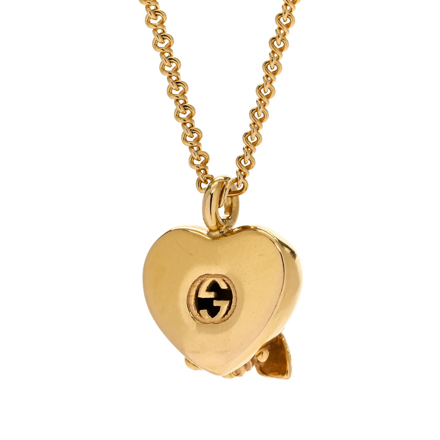 Gucci 18K Yellow Gold Le Marche Des Merveilles Bee Heart Pendant Necklace 4 of 6