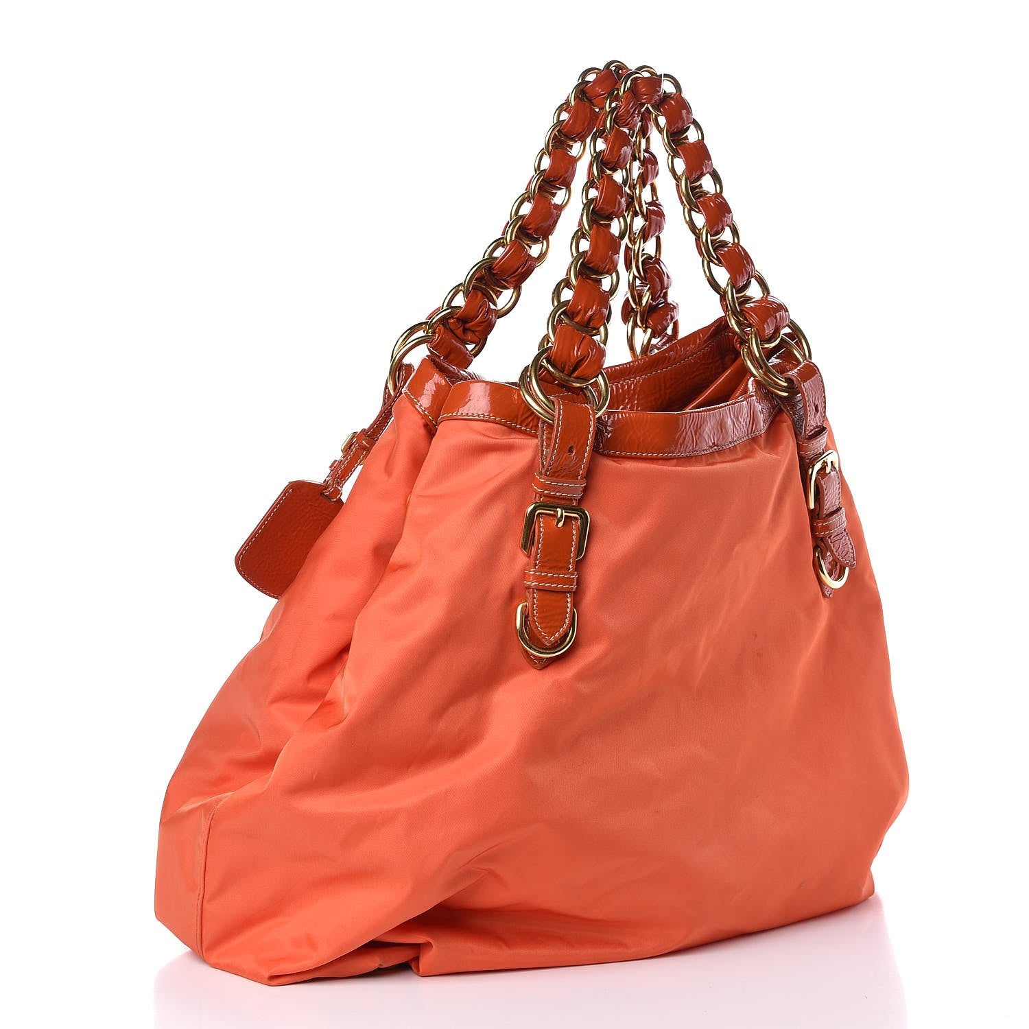Prada Tessuto Nylon Chain Shoulder Bag Orange 3 of 11