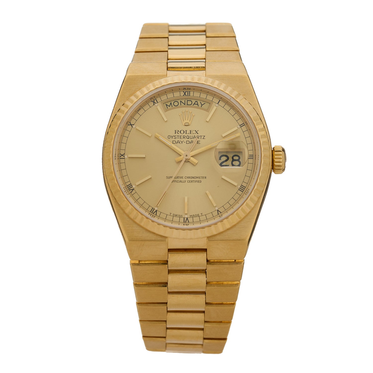 Rolex 18K Yellow Gold 36mm Oysterquartz Day-Date Watch Champagne 19018 1 of 5