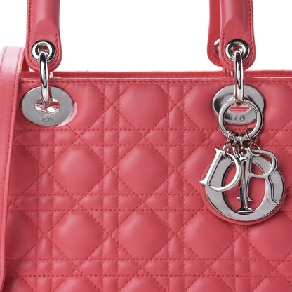 Christian Dior Lambskin Cannage Medium Lady Dior Coral 13 of 13