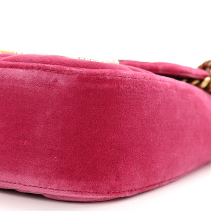 Gucci Velvet Matelasse Blind for Love Embroidered Medium GG Marmont Shoulder Bag Light Raspberry Rose Multicolor 10 of 10