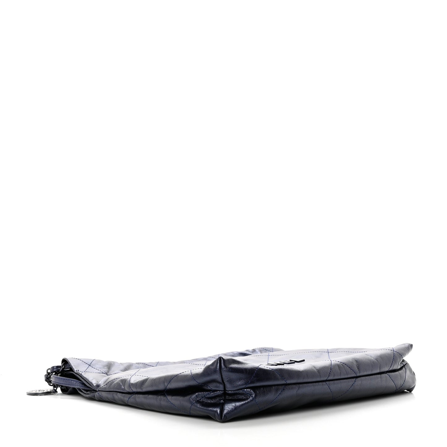 Metallic Calfskin Quilted Chanel 22 Navy Blue