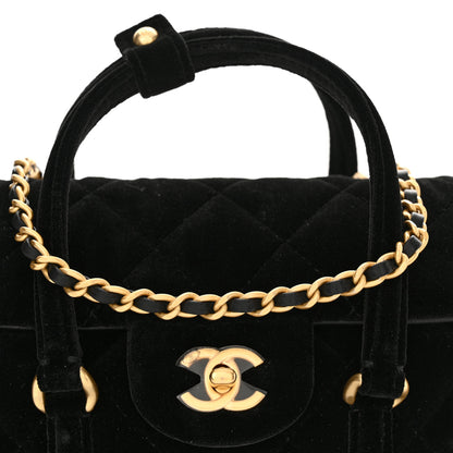 Chanel Velvet Quilted Mini Top Handle Flap Black 9 of 11