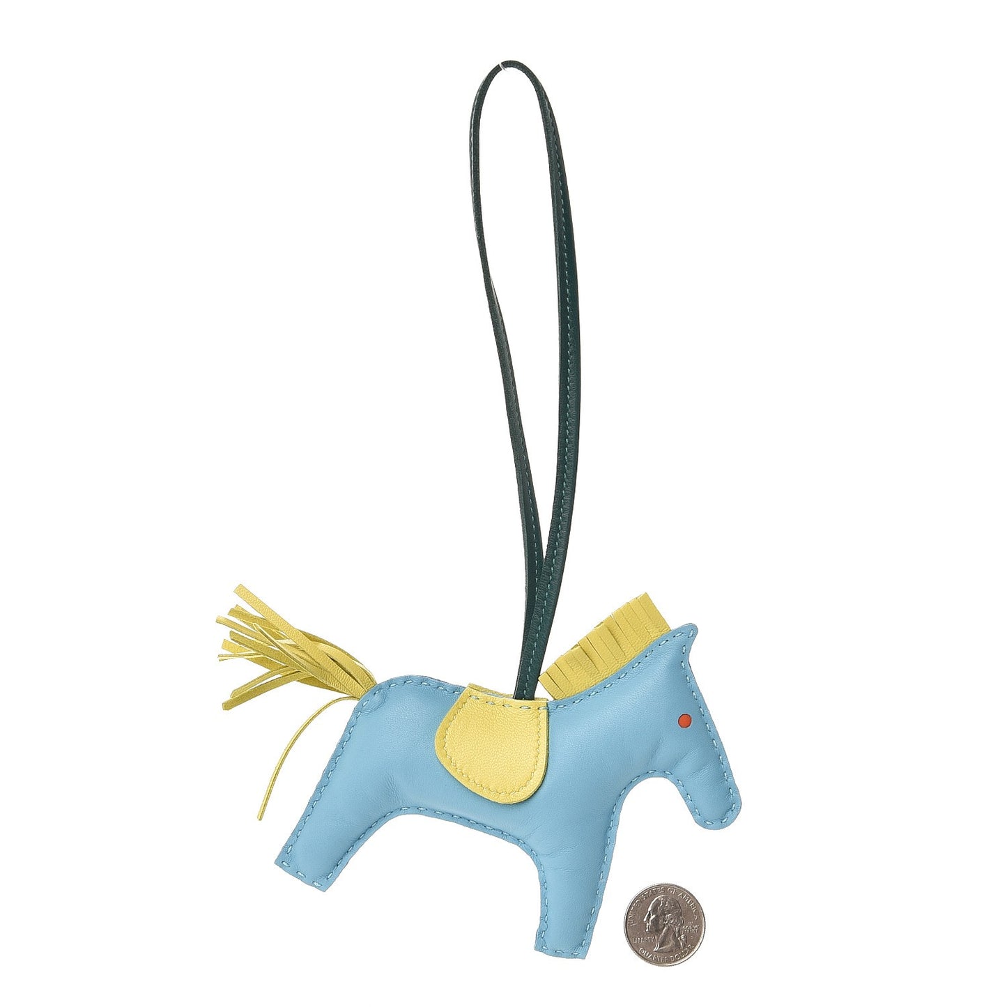 Milo Lambskin Grigri Rodeo Horse Bag Charm MM Bleu Celeste Lime Malachite