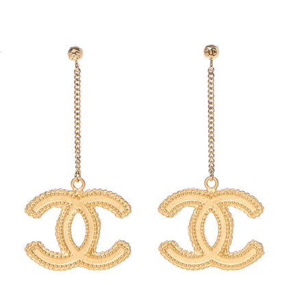 Chanel CC Drop Earrings Matte Gold 1 of 6