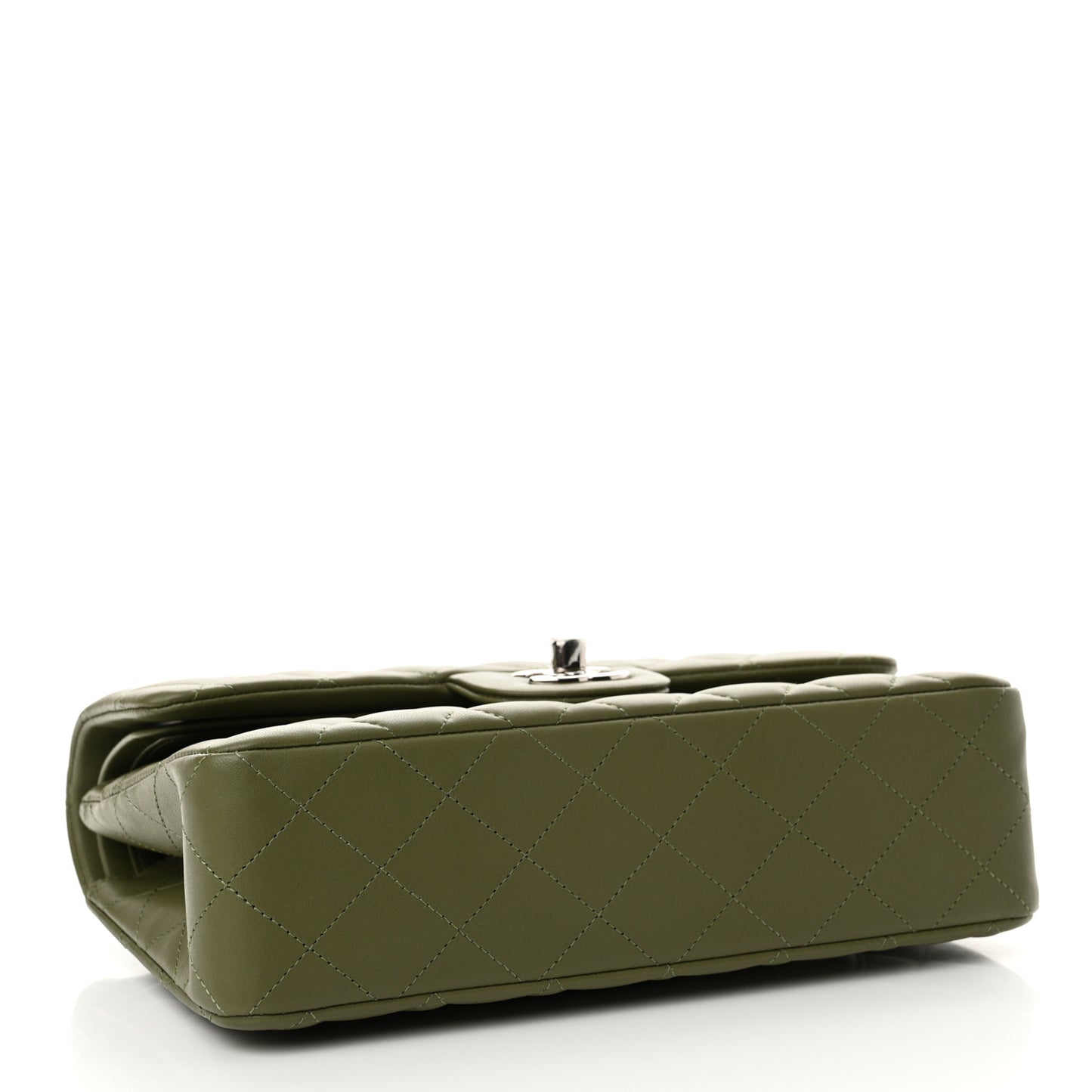 Lambskin Quilted Small Double Flap Green