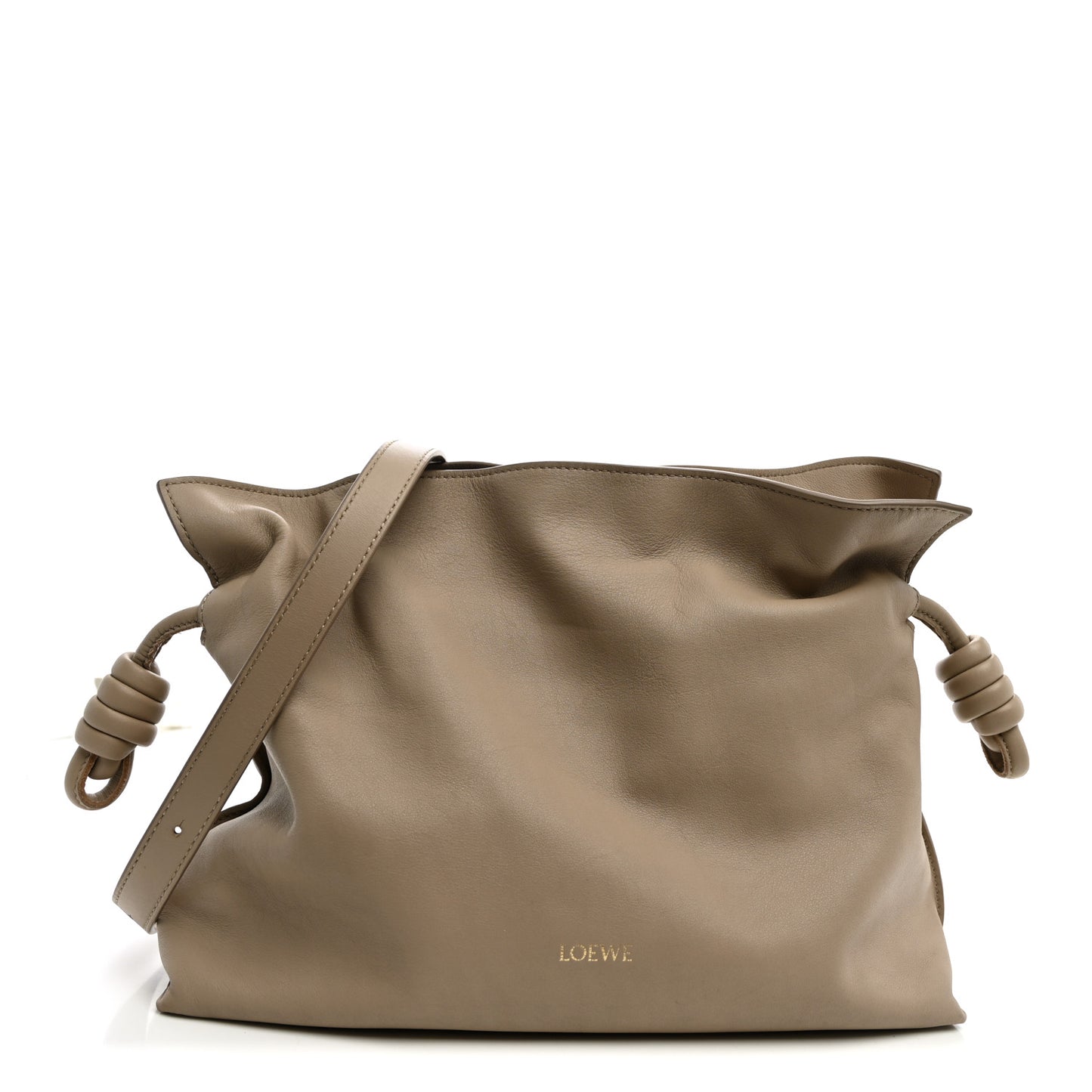 Nappa Calfskin Medium Flamenco Knot Clutch Sand