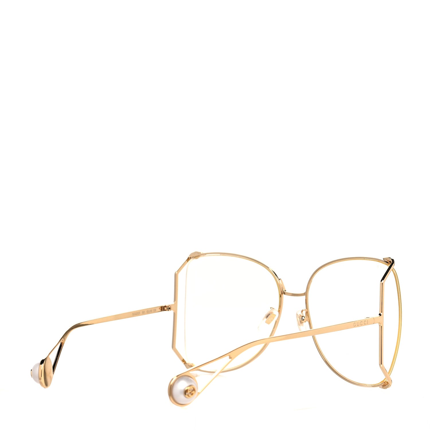 Gucci Metal Oversized Round Sunglasses GG0252S Gold 4 of 8