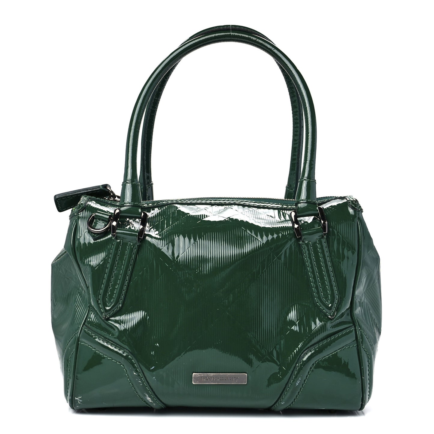 Patent Check Embossed Medium Anford Convertible Bowling Bag Dark Green