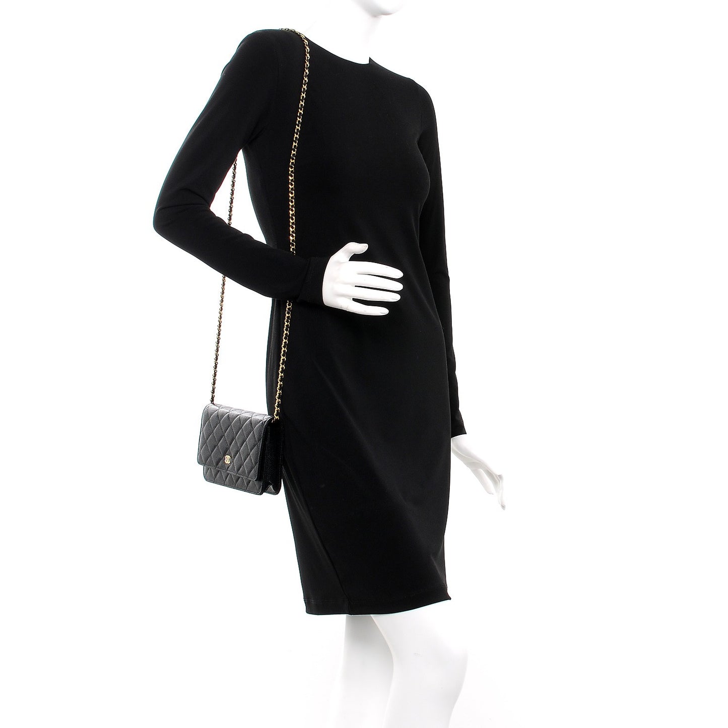 Caviar Quilted Wallet On Chain WOC Black