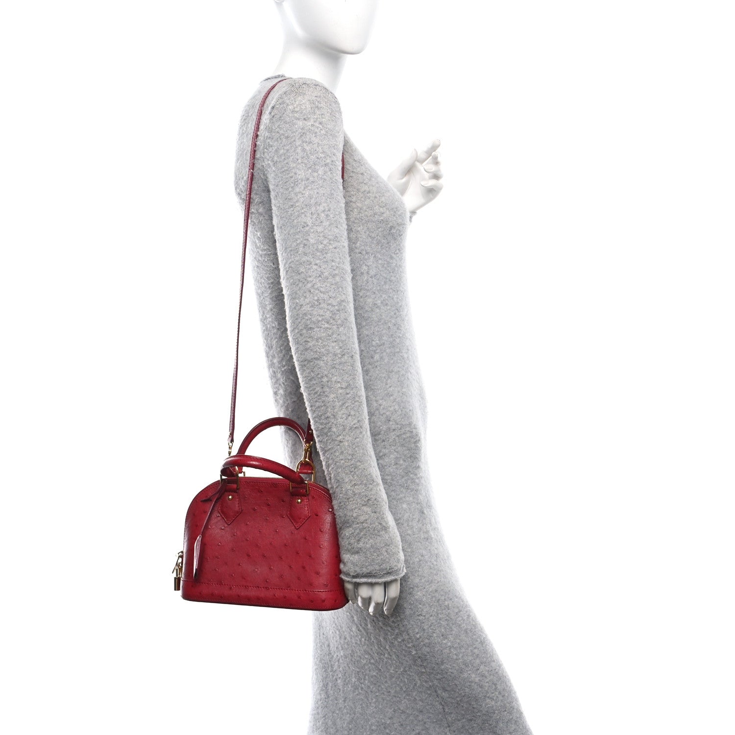 Louis Vuitton Ostrich Alma BB Red 2 of 10
