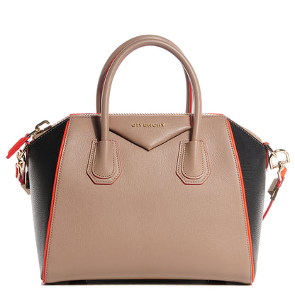 Givenchy Sugar Grained Goatskin Small Tri-Color Antigona Taupe Black Orange 1 of 11