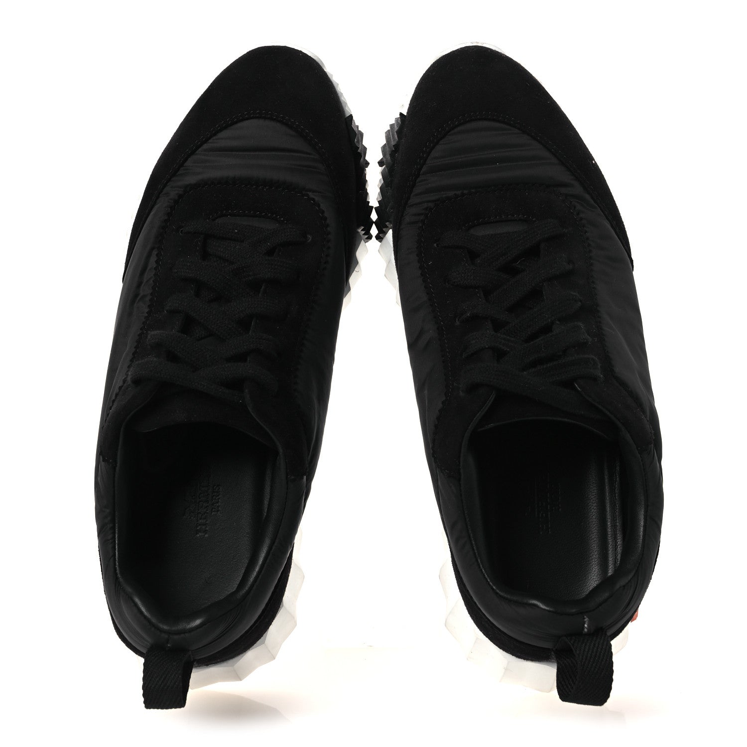 Hermes Air Mesh Suede Goatskin Bouncing Sneakers 37.5 Black Orange 2 of 13