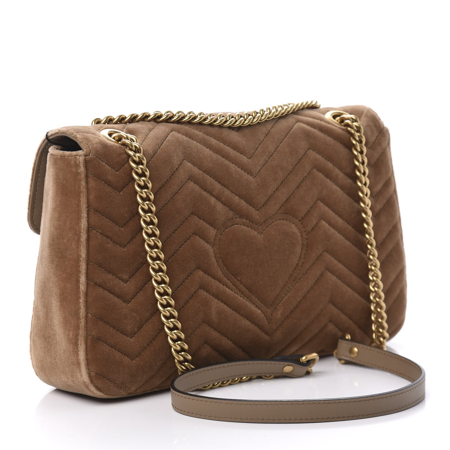 Gucci Velvet Matelasse Medium GG Marmont Shoulder Bag Taupe 4 of 13